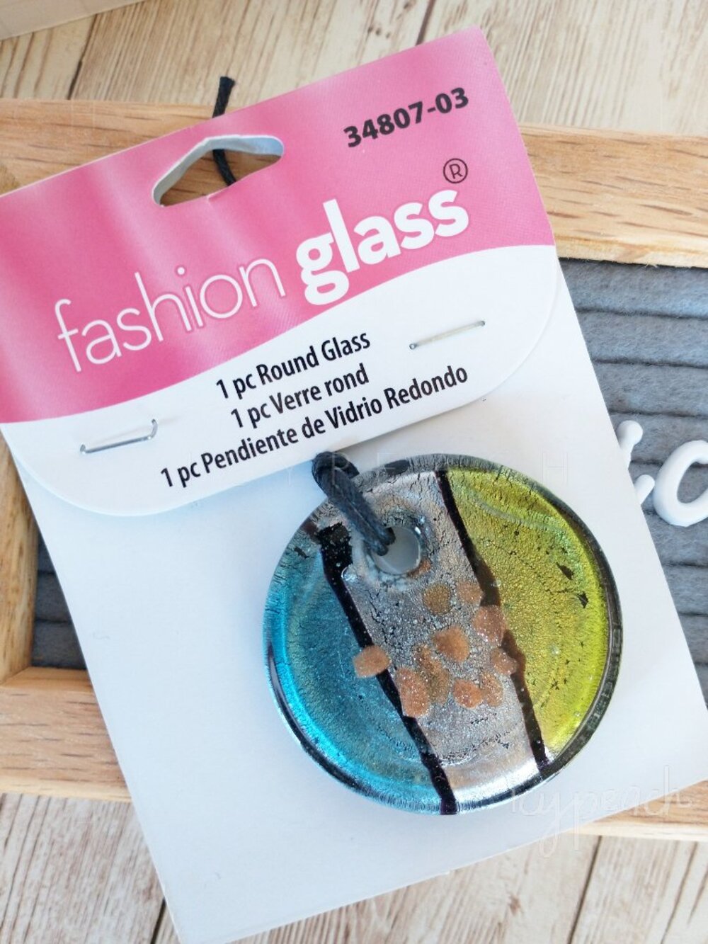 Cousin Corp Fashion Glass Round Pendant New Metallic Multi-color DIY Jewelry
